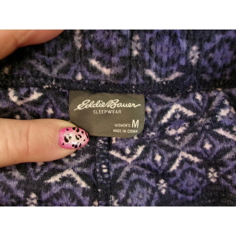 Eddie Bauer Sleepwear Womens M Blue Purple‎ Waffle Knit Pajama Shorts Fair Isle